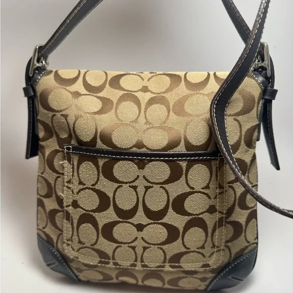 Coach Signature Smoke Canvas Crossbody Bag #6079 Y2K - Picture 4 of 10